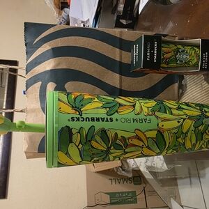 Starbucks Farm Rio Green and Yellow Tumbler with Straw AND KEY CHAIN